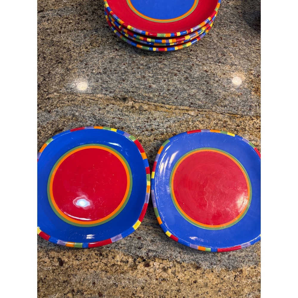 Dansk Caribe Antigua Striped Plates Ceramic Dinnerware Set Plates and Bowl 7pc - Picture 4 of 8